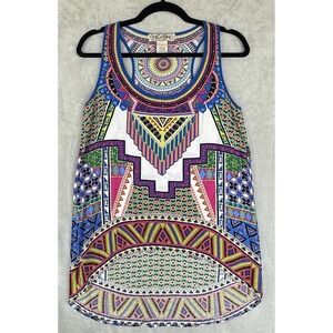 Flying Tomato Anthropologie Boho Hippy Print‎ High Low Tunic Tank Size Medium